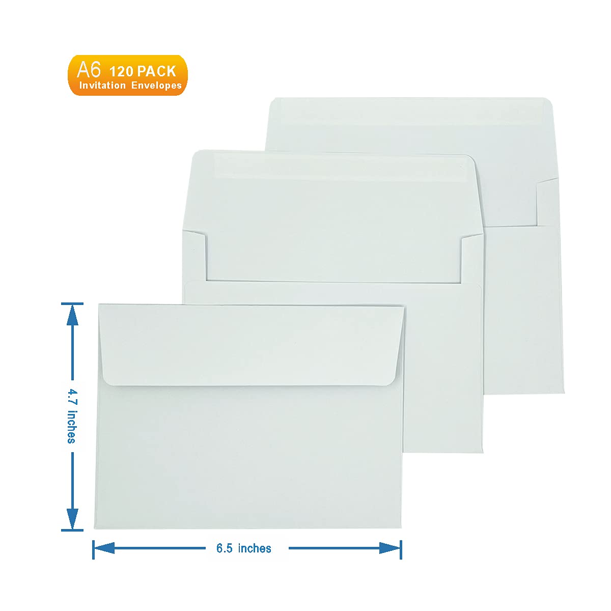 A6 Invitation envelopes(120 PCS 4.7x6.5 in) - windowless design 120GSM white paper envelopes with printabl quick self-seal for invitations, greeting cards, photos invoices