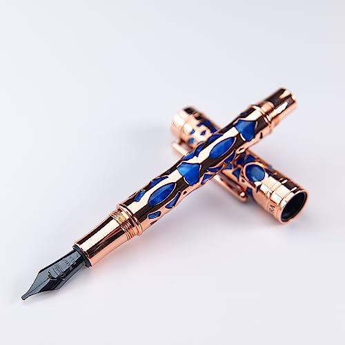 Conklin Endura Deco Crest Fountain Pen in Blue, Extra Fine Nib, Premium Writing Instrument