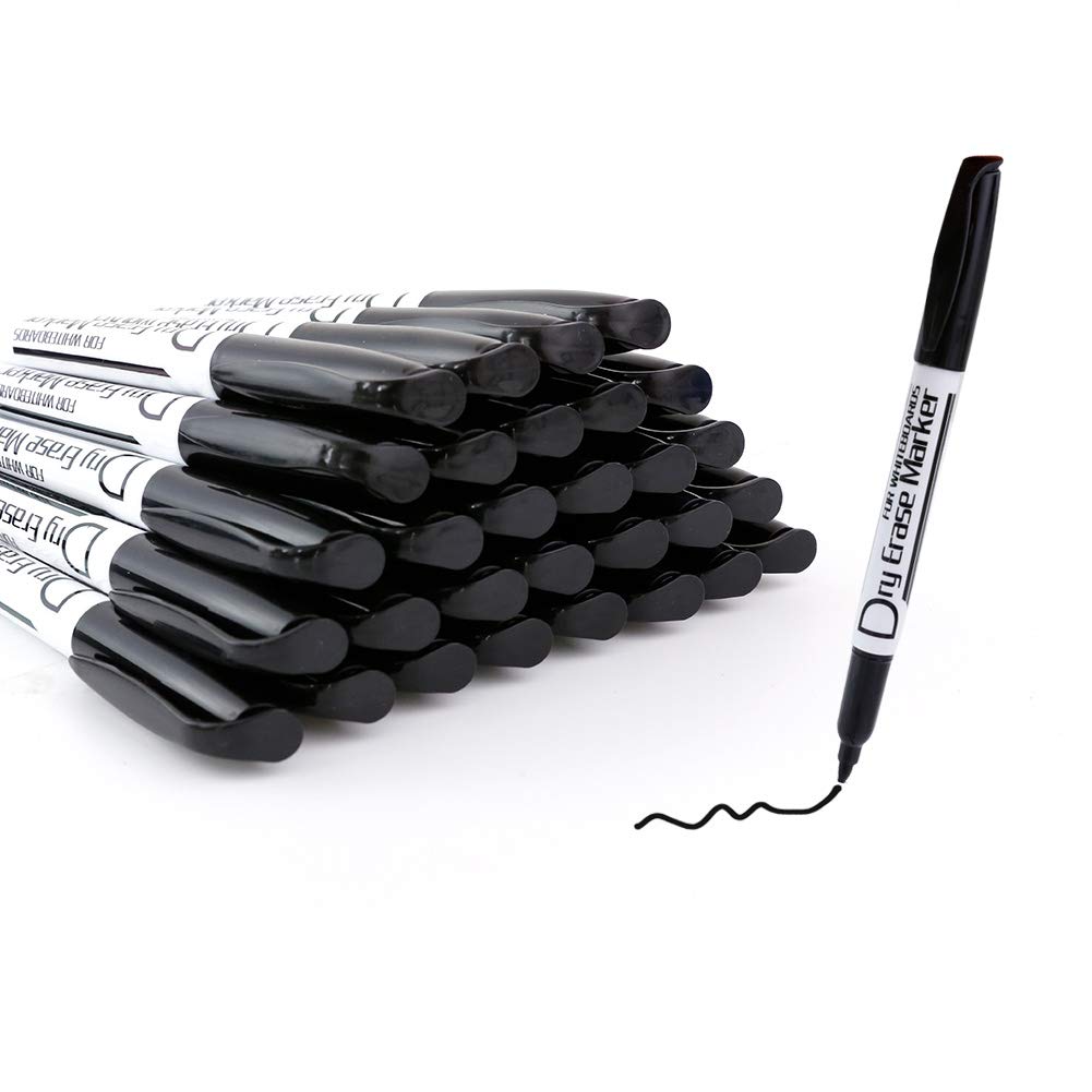 Volcanics Black Dry Erase Markers Low Odor Fine Whiteboard Markers Thin Box of 80