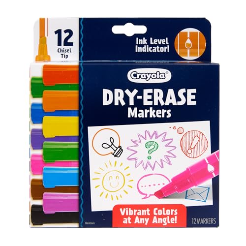 Crayola Take Note Dry Erase Markers for School (12ct) Essential Easter Basket Stuffers, Chisel Tip Whiteboard Markers, Spring Craft Supplies for Teachers, Low Odor