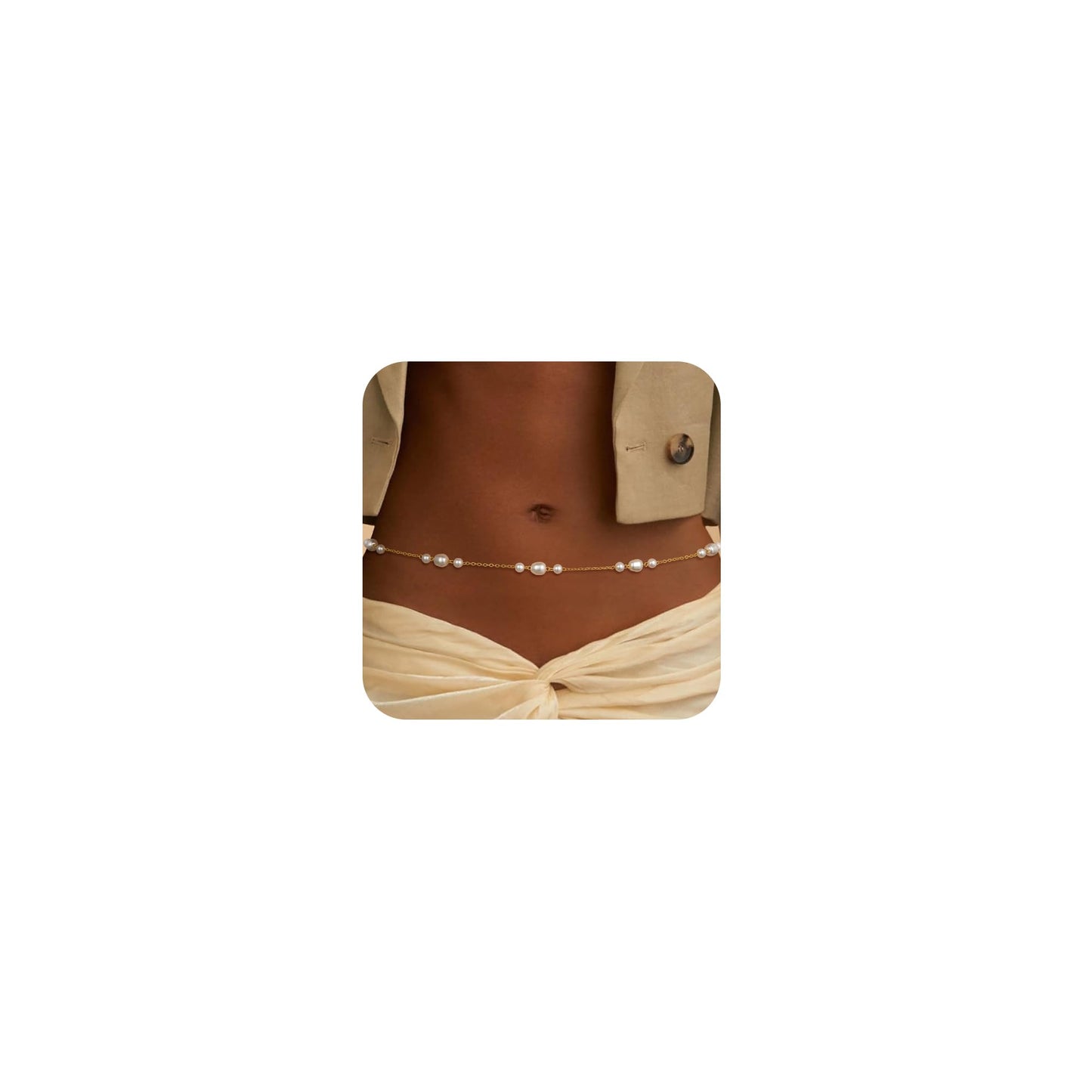Risamil Waist Chain for Women, Dainty Gold Plated Belly Chain for The Waist Adjustable Waterproof Flower Chain Simple Body Chain Summer Jewelry Gifts for Women