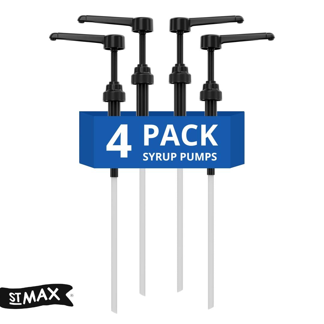 Coffee Syrup Pump Compatible with Torani 24 oz - 25 onces/Monin 1Liter Bottle/Davinci 750ml Bottles - Multipurpose Soap Oil Dispenser Pumps Set of 4 (4 Pack)