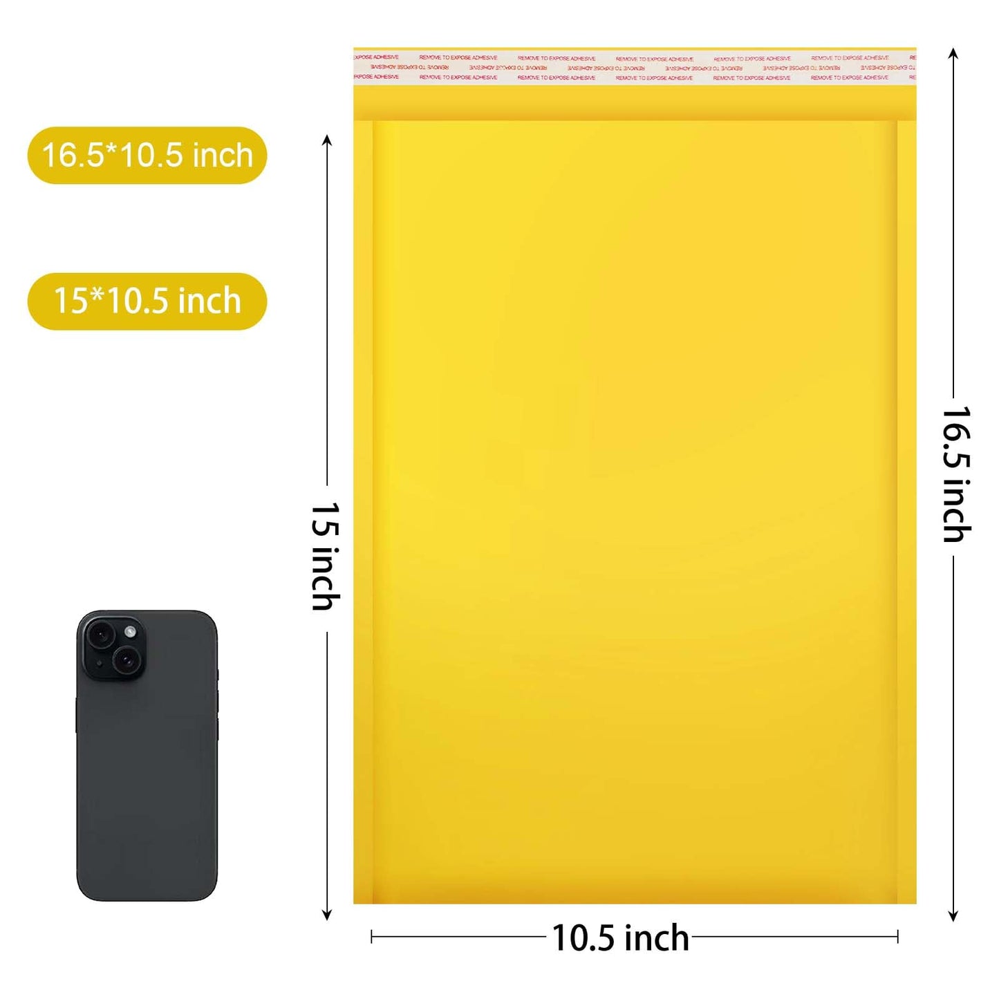 Dasen Kraft Bubble Mailers 10.5x15 Inch 50 Pcs,Small Self-Sealing Waterproof Cushioned Mail Shipping Bags,Yellow Padded Envelopes #5