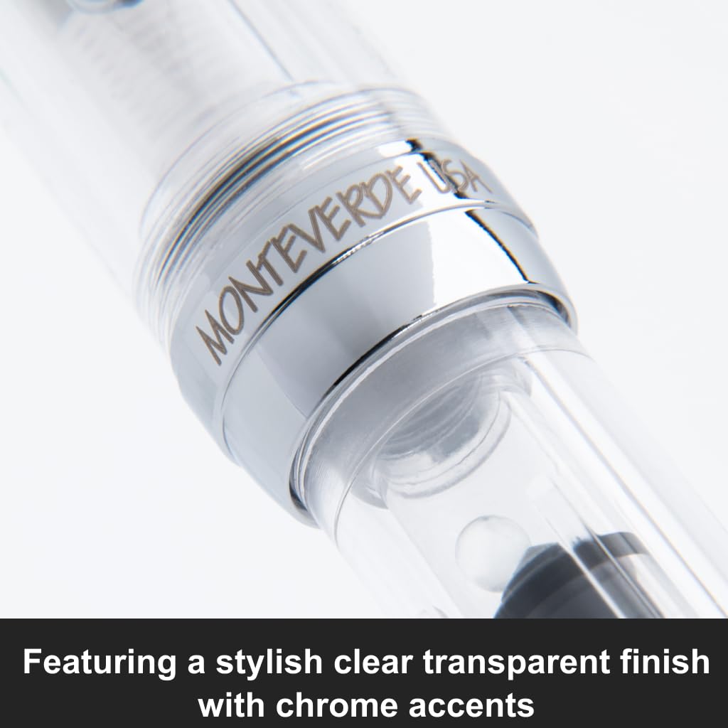 Monteverde USA Monza 3 Fountain Pen Set (Crystal Clear) - Medium, Fine, Omniflex Nib - Ideal Gift for Men & Women - Perfect for Office, Business, School, Gifts, Journaling, Autographs