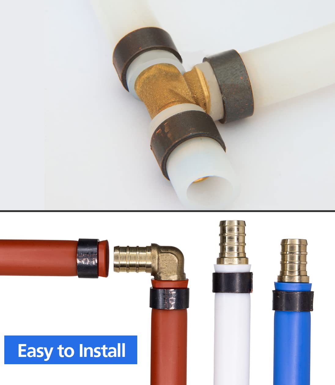 90pcs 1/2" PEX Fittings, Elbow TEE Straight Couplings Set, PEX Brass Crimp Fitting Combo with Tees, Elbows, Straights