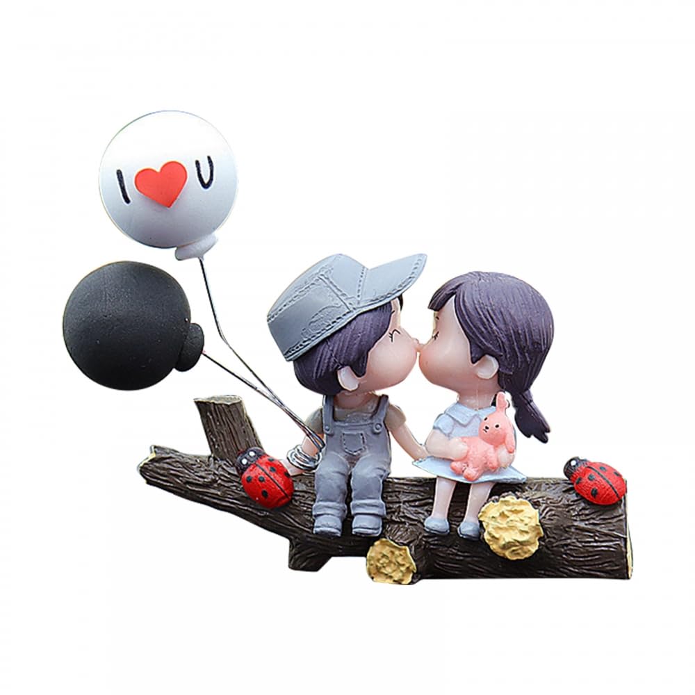 Car Couple Dashboard Decoration, Kiss Couple Car Ornament Cartoon Car Interior Accessories for Home Office Christmas Valentine's