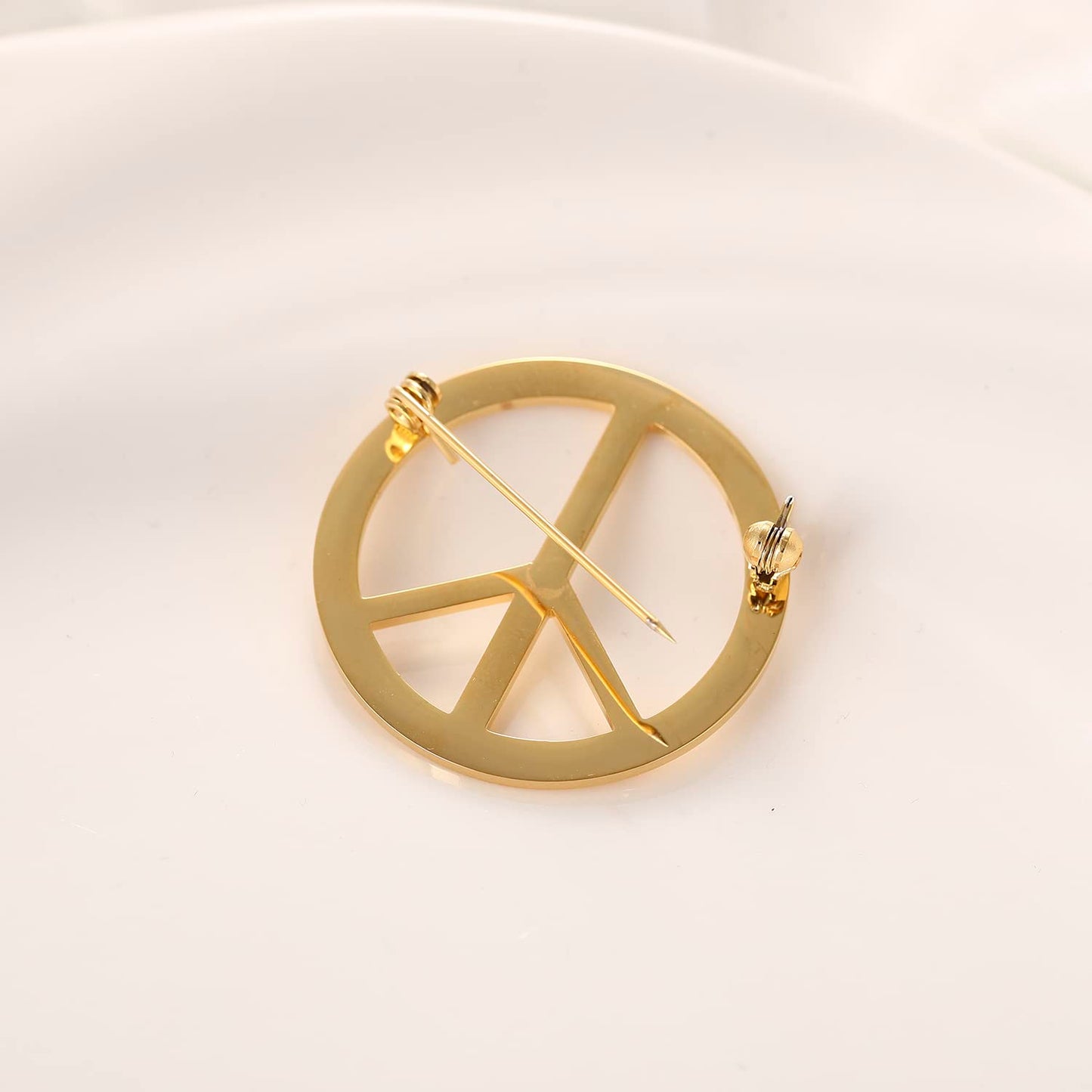 Antique Gold Plated Crystal Love Peace Brooch and Pins (gold)