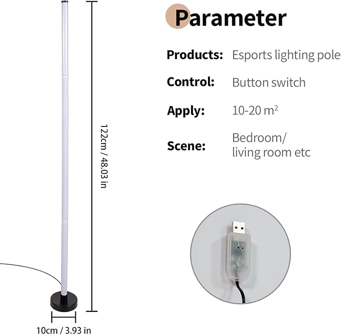 Corner Floor Lamp,RGB LED Corner Lamp with App and Remote Control,Smart Modern Floor Lamp with 16 Million Colors & 68+ Scene,Music Sync,Timer Setting,Standing Lamp for Living Room,Gaming Room