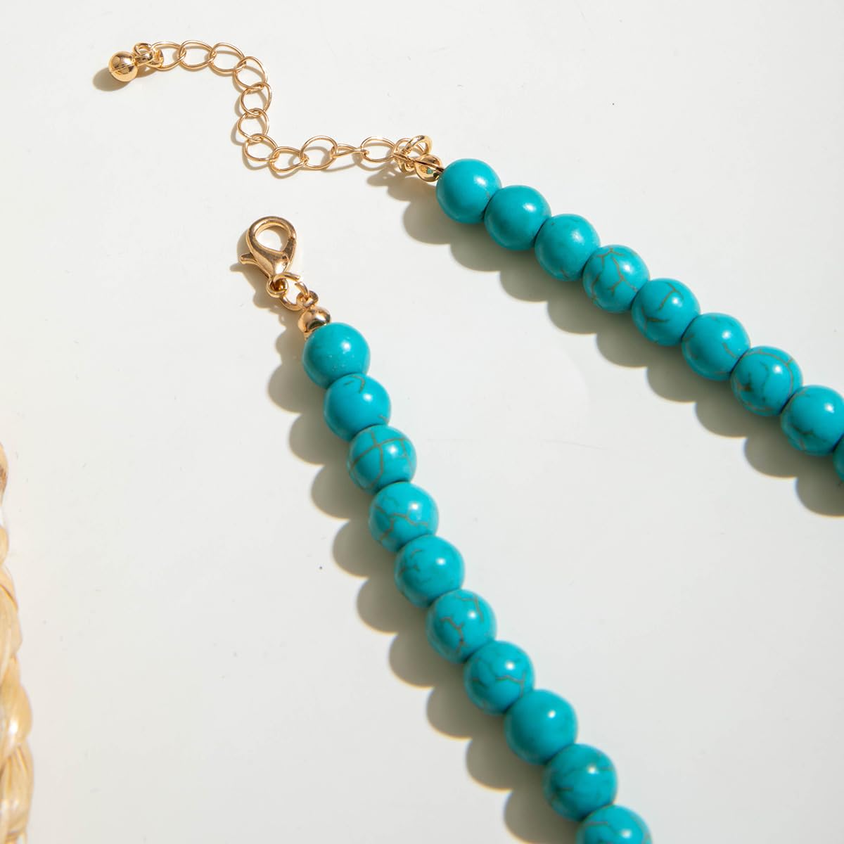 LKingel Gold Starfish Necklaces for Women Beaded Mermaids Starfish Shell Pearl Choker Pendant Necklaces Chunky Beach Necklace Mermaid Charm Necklace Summer Beach Jewelry for Women Blue