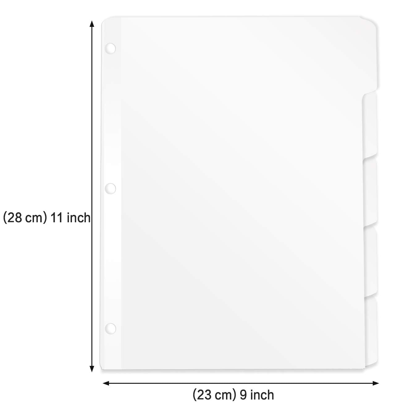 5-Tab Binder Dividers, HERKKA 3 Ring Binder Dividers with Reinforced Edge, 3 Hole Punch Section Index Dividers for Binders, 1/5-Cut Tabs, Letter Size, White, 120 Dividers