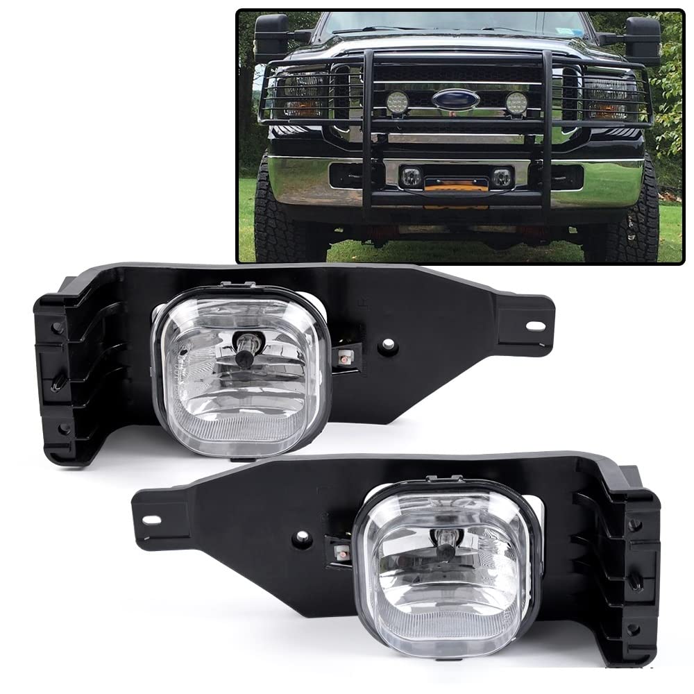 CHEDA Fog Lights Compatible with 2005 2006 2007 Ford F250 F350 F450 F550 Excursion Stealth Pair Bumper Lamps (Clear Lens) 6C3Z15