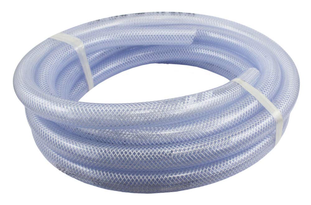 Duda Energy HPpvc050-100ft 100' x 1/2" ID High Pressure Braided Clear Flexible PVC Tubing Heavy Duty UV Chemical Resistant Vinyl Hose Water Oil