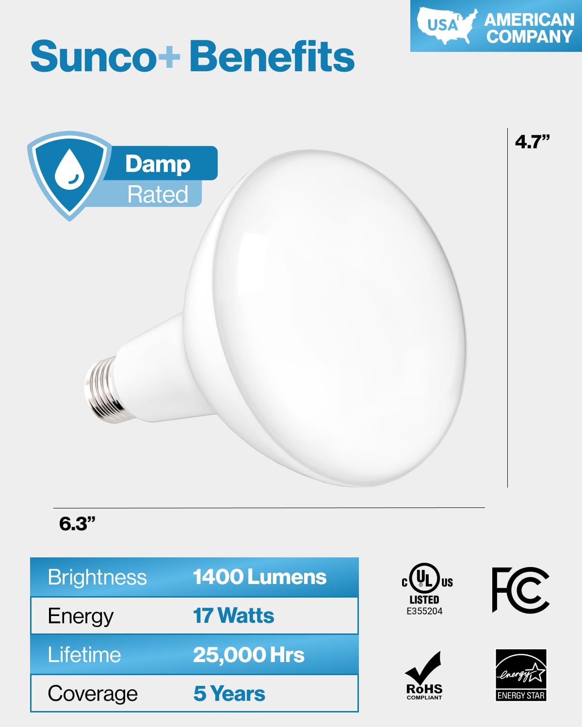 Sunco 10 Pack BR40 LED Light Bulbs, Indoor Flood Lights, Recessed Can Light Bulb, 1400 LM, 17W (100W Equivalent), 6000K Daylight Deluxe, Dimmable, E26 Base, for Home, Bedroom, Kitchen UL