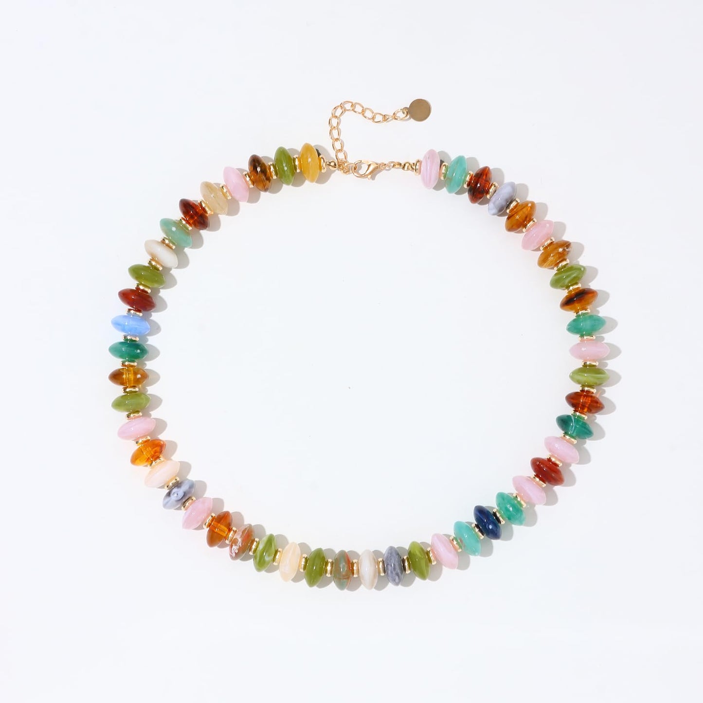 joymiao Chunky Necklace for Women Colorful Beaded Necklaces Resin Blue Mixed Beads Choker Gemstone Necklace Summer Beach Jewelry