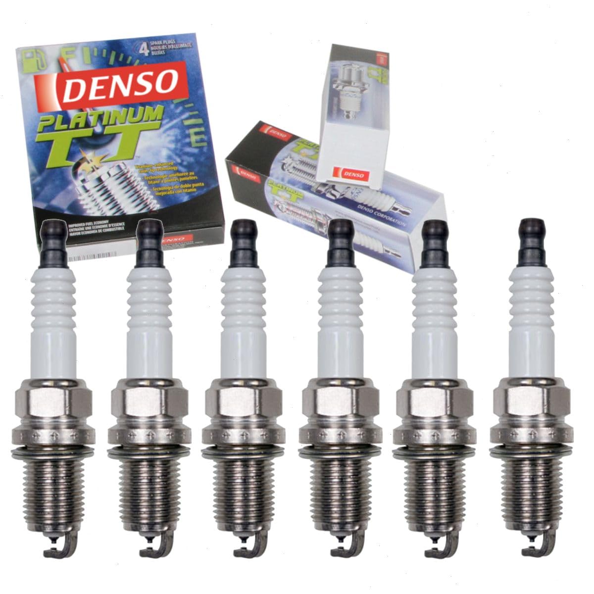 6 pc DENSO Platinum TT Spark Plugs compatible with Toyota Highlander 3.0L 3.3L V6 2001-2010