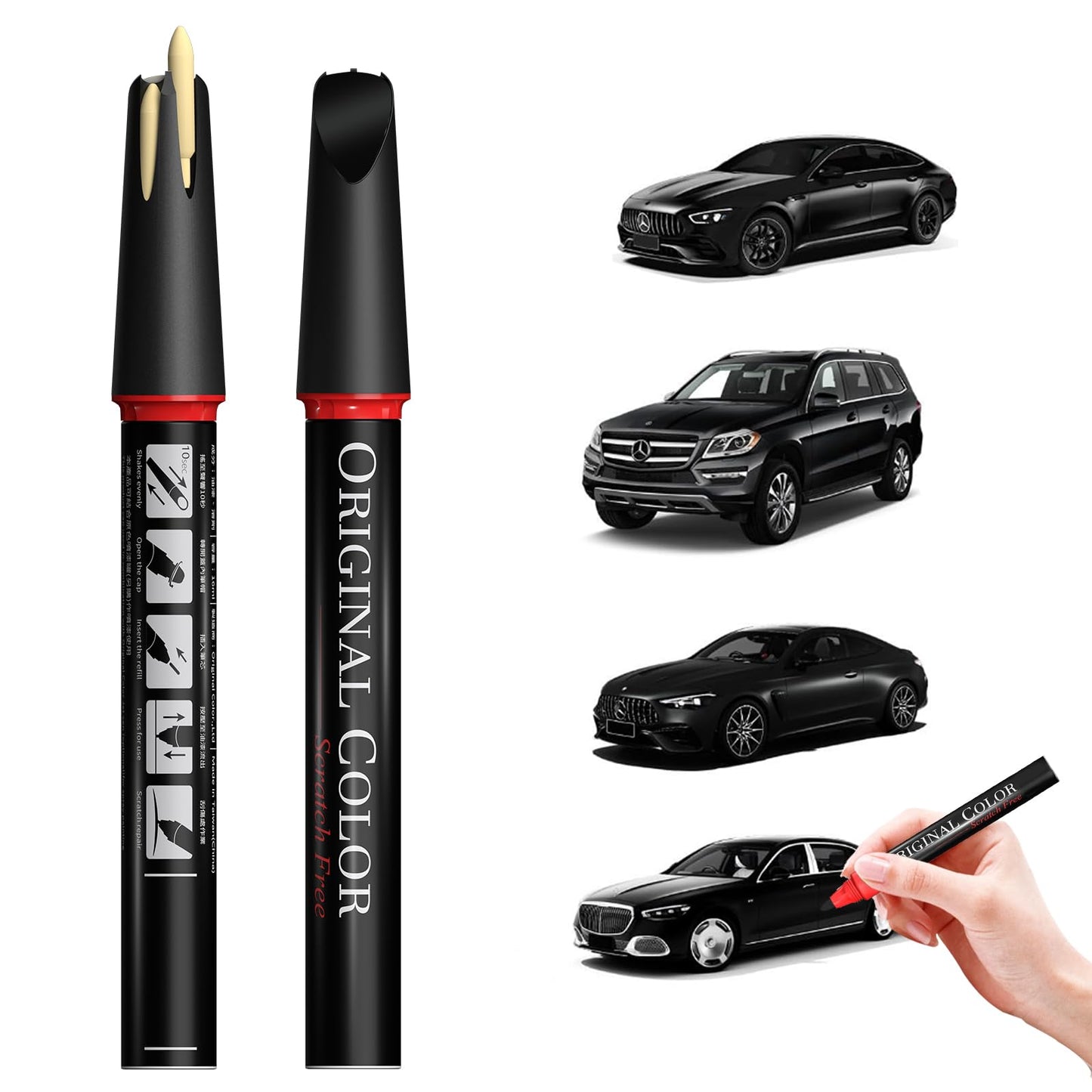 Carhoo 986/7986 Pebble Gray/Luzonite Gray Metallic Compatible With Mercedes-Benz Exact Match Touch Up Paint Pen, Car Scratch Rem