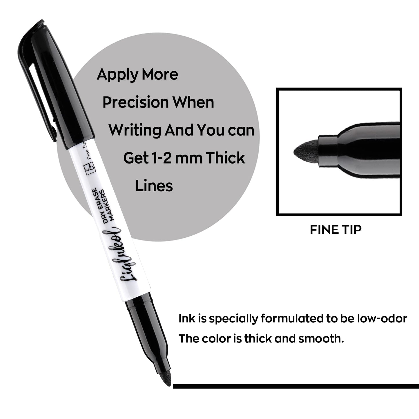 Dry Erase Markers with Fine Tip, Bulk Pack of 144 with Black, Whiteboard Markers Bulk with Low Odor, Office Supplies for School Office or Home