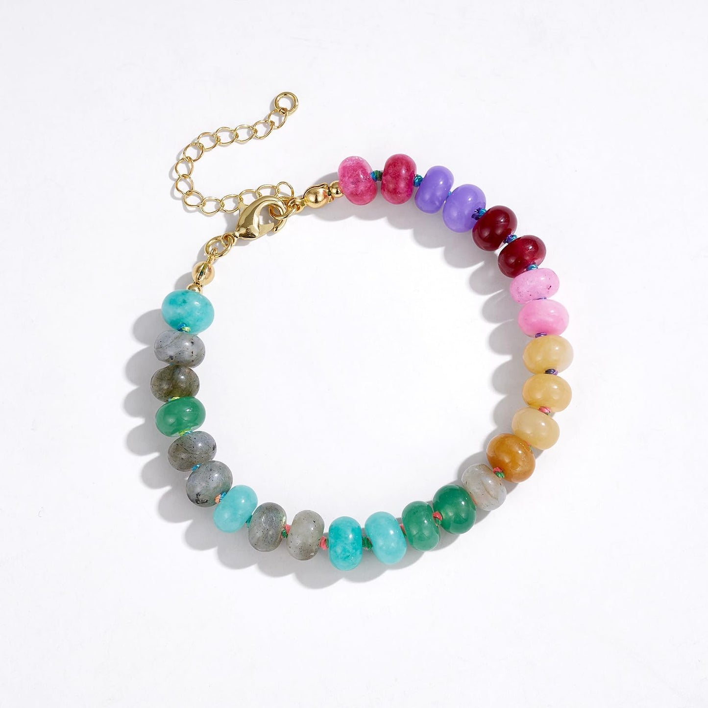 KissYan Beaded Bracelets for Women, Colorful Gemstone Boho Bead Bracelet for Beach, Natural Stone Handmade Summer Jewelry Gifts Style 2