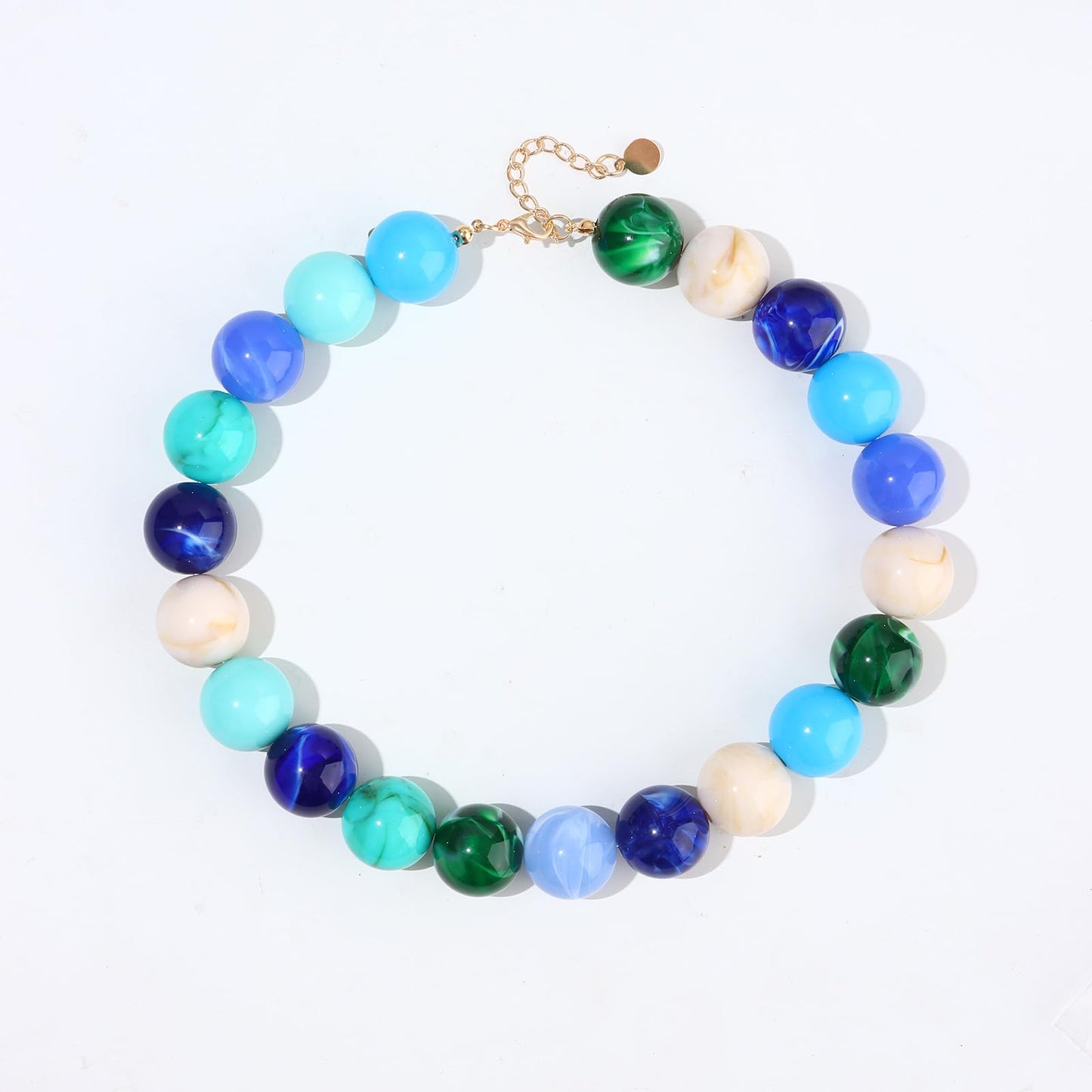 joymiao Chunky Bead Necklace for Women Colorful Resin Rainbow Beaded Necklace Boho Gemstone Large Beads Necklaces Summer Retro Jewelry
