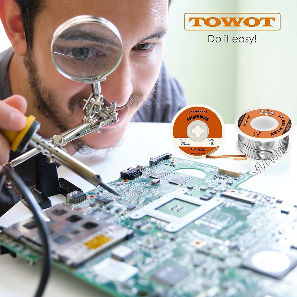 TOWOT Tin Lead Rosin Core Solder Wire for Electrical Soldering, Content 1.8% Solder Flux Sn60-Pb40 (0.8mm-1lb)