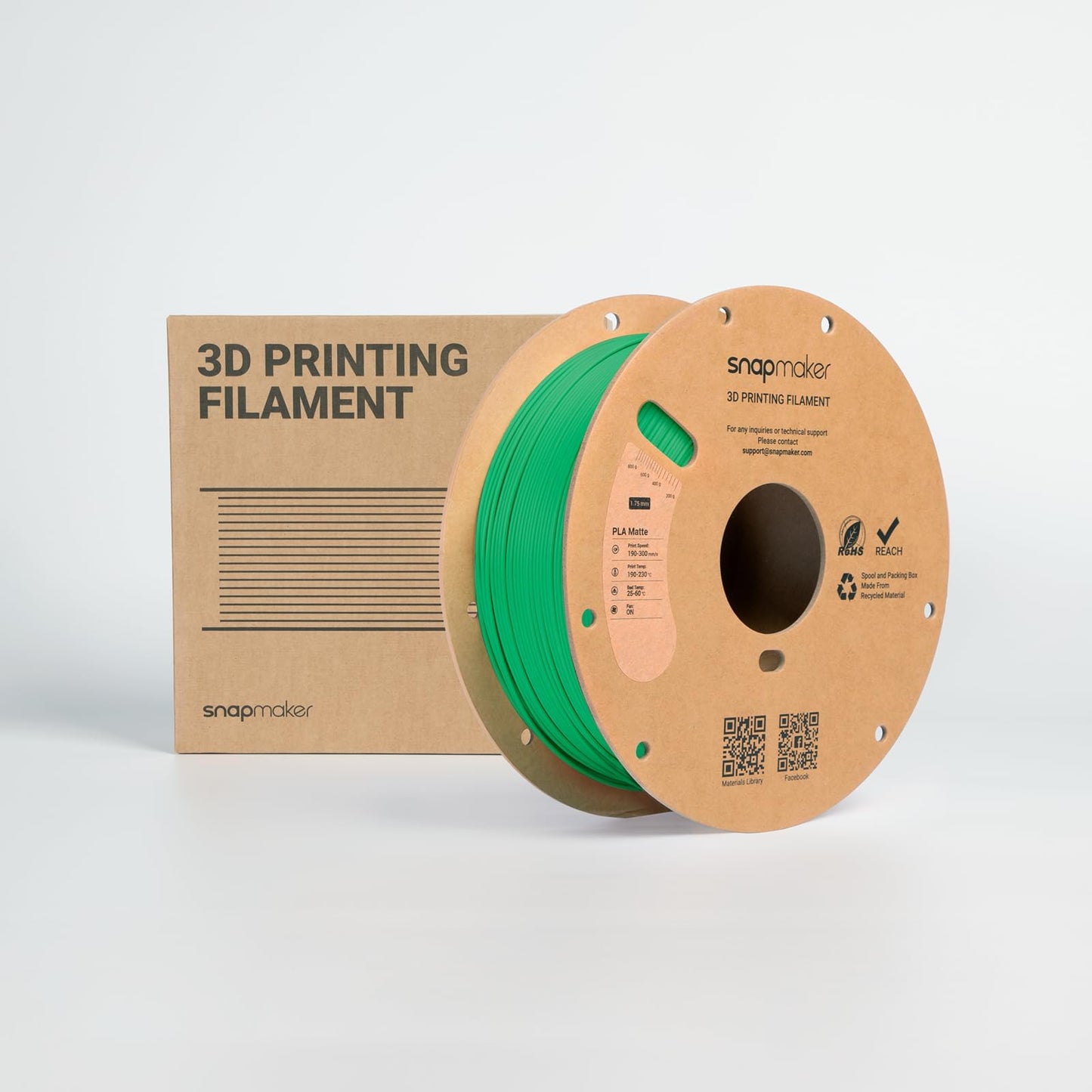 Snapmaker Matte PLA Filament 1.75mm, RFID 3D Printer Filament for Snapmaker U1, Dimensional Accuracy +/- 0.02mm, 300mm/s High Speed Printing Clog-Free for Most FDM Printers,1kg(2.2lbs) Pine Green