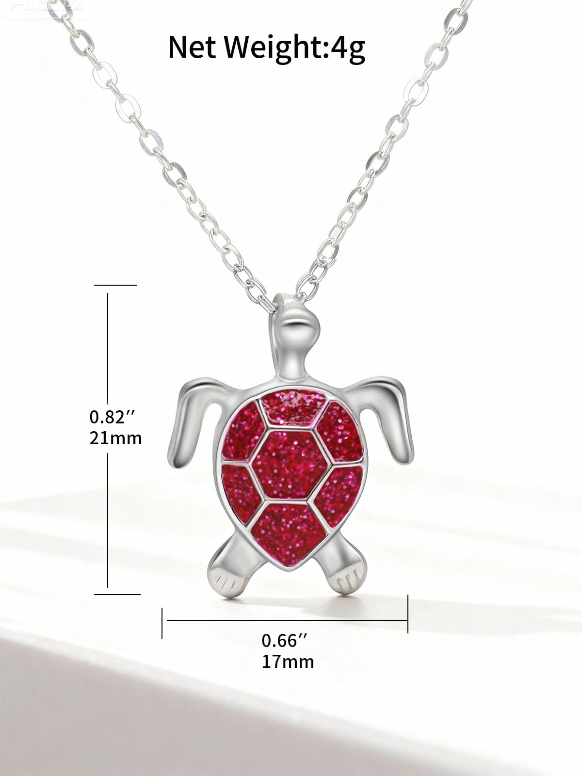 PIYIZ Turtle Jewelry Silver Stainless Steel Dainty Cute Animal Pendant for Women Pink Ocean Necklace 18 Inch