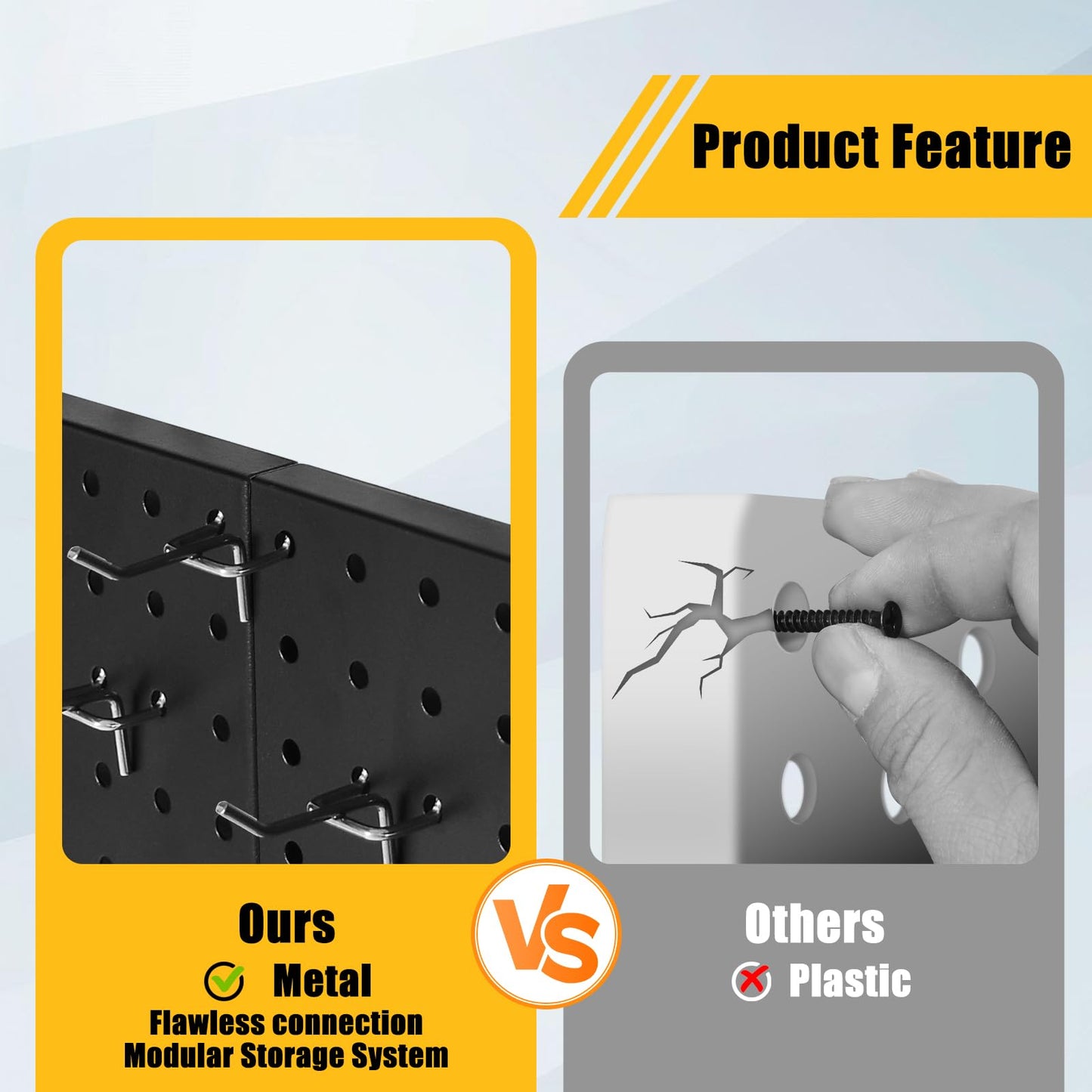 PBHEPJ 8 Pcs Metal Pegboard Panels, Heavy Duty Peg Boards for Garage and Garden Tool Storage, Includes Drywall Anchors and Screws Kits, Black (8 pcs 16in x 12in)