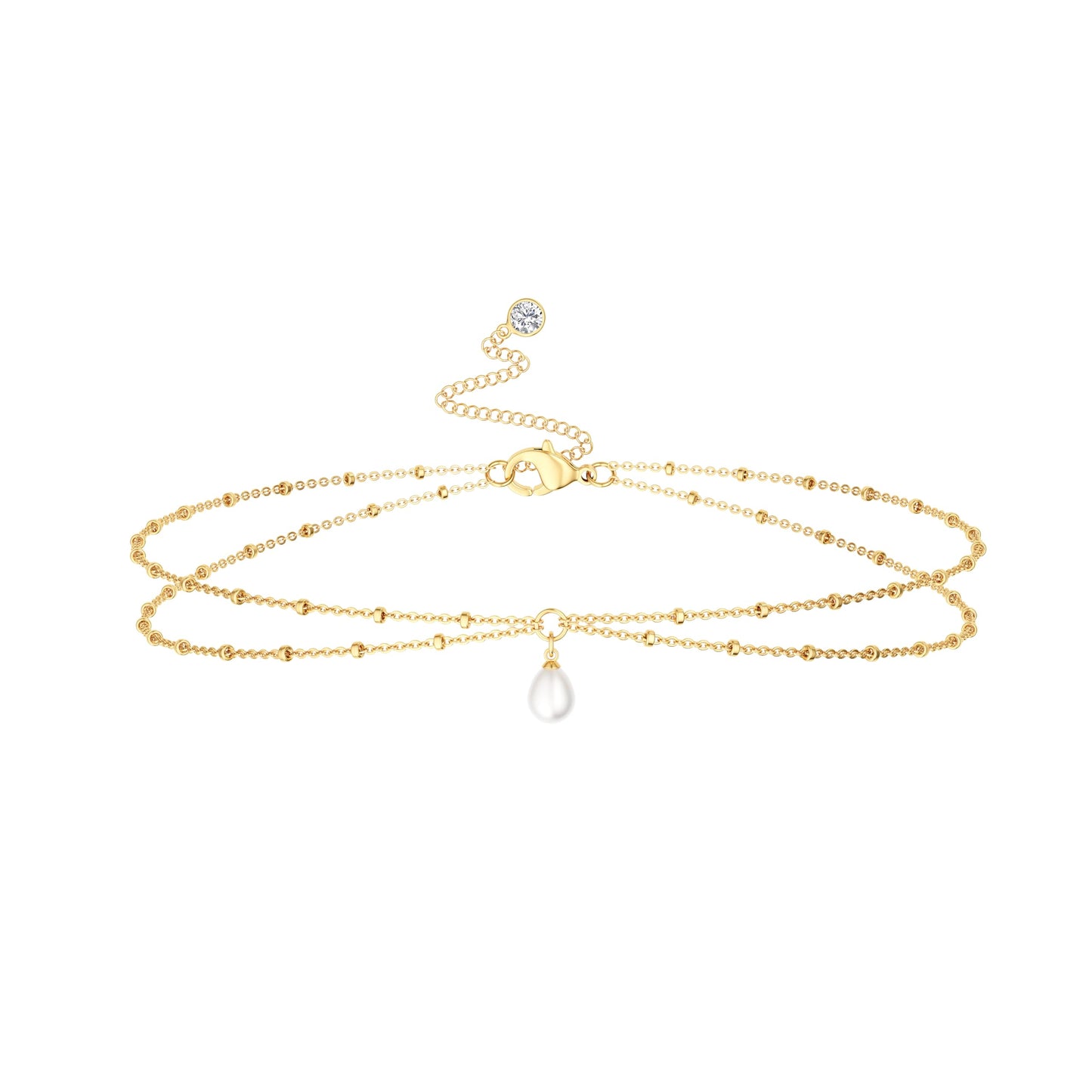 HABIKIP 14K Gold Plated Waist Beads Chain for Women, Gold Plated Belly Drop Pearl Pendant Chain Belt Summer Sexy Bikini Beach Waist Chain Adjustable Body Chain Waterproof Jewelry Accessories for Women