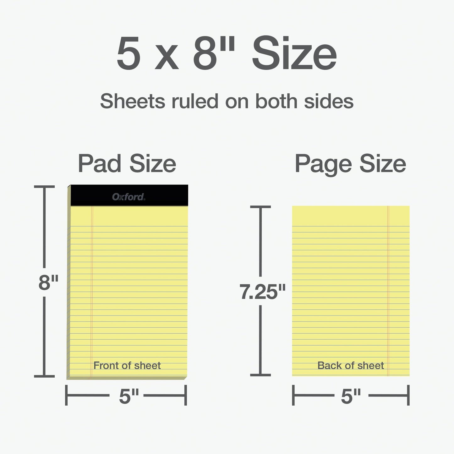 Oxford Premium Legal Pads, 12 Pack, Premium Note Pads, 50 Jr. Legal Ruled 5" x 8" Sheets, Canary Yellow Paper with Firm Back, Small Portable Notepads