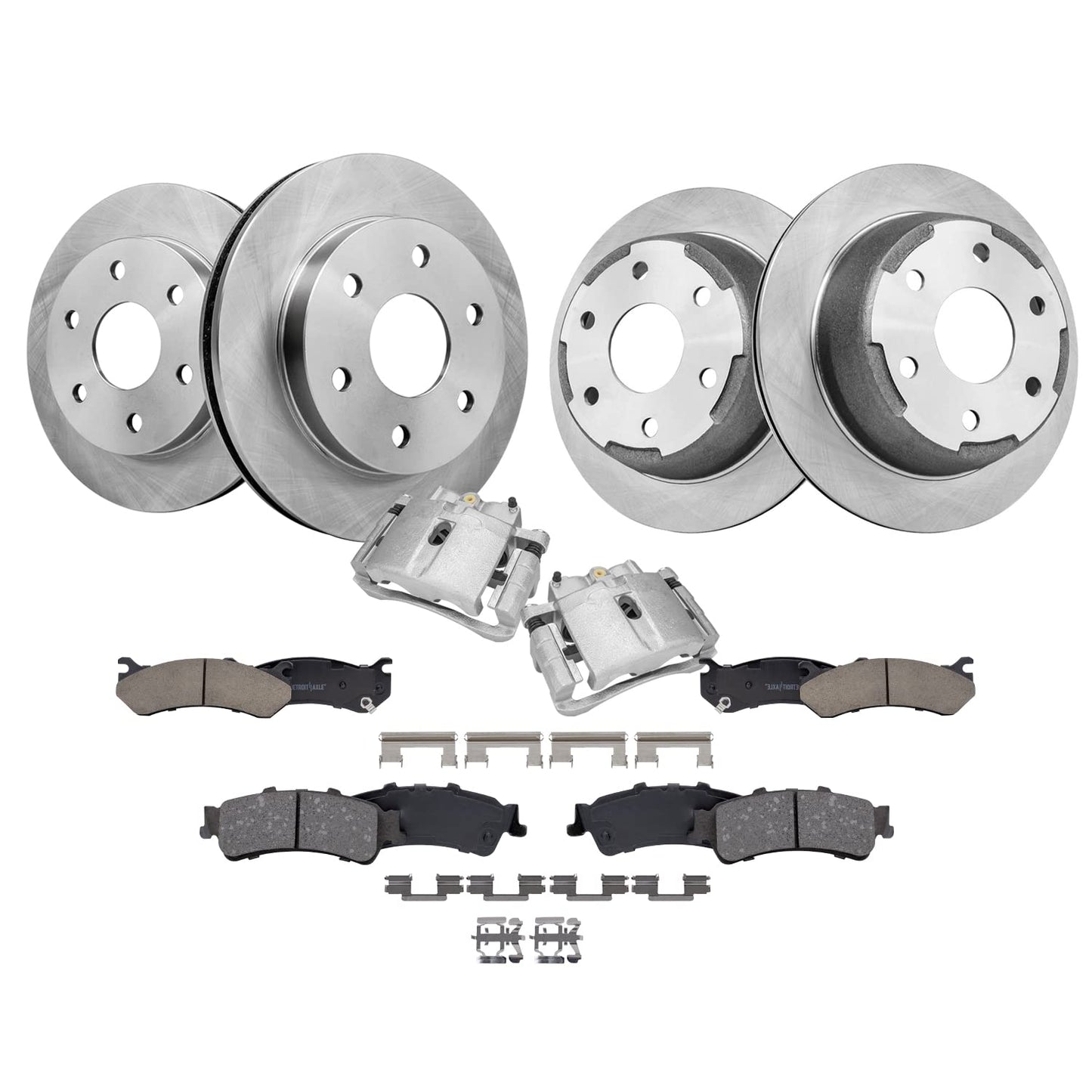 Detroit Axle - Brake Kit for Silverado Sierra 1500 Astro Tahoe Safari Yukon Front Rear Rotors Brake Pads Front Brake Calipers fo