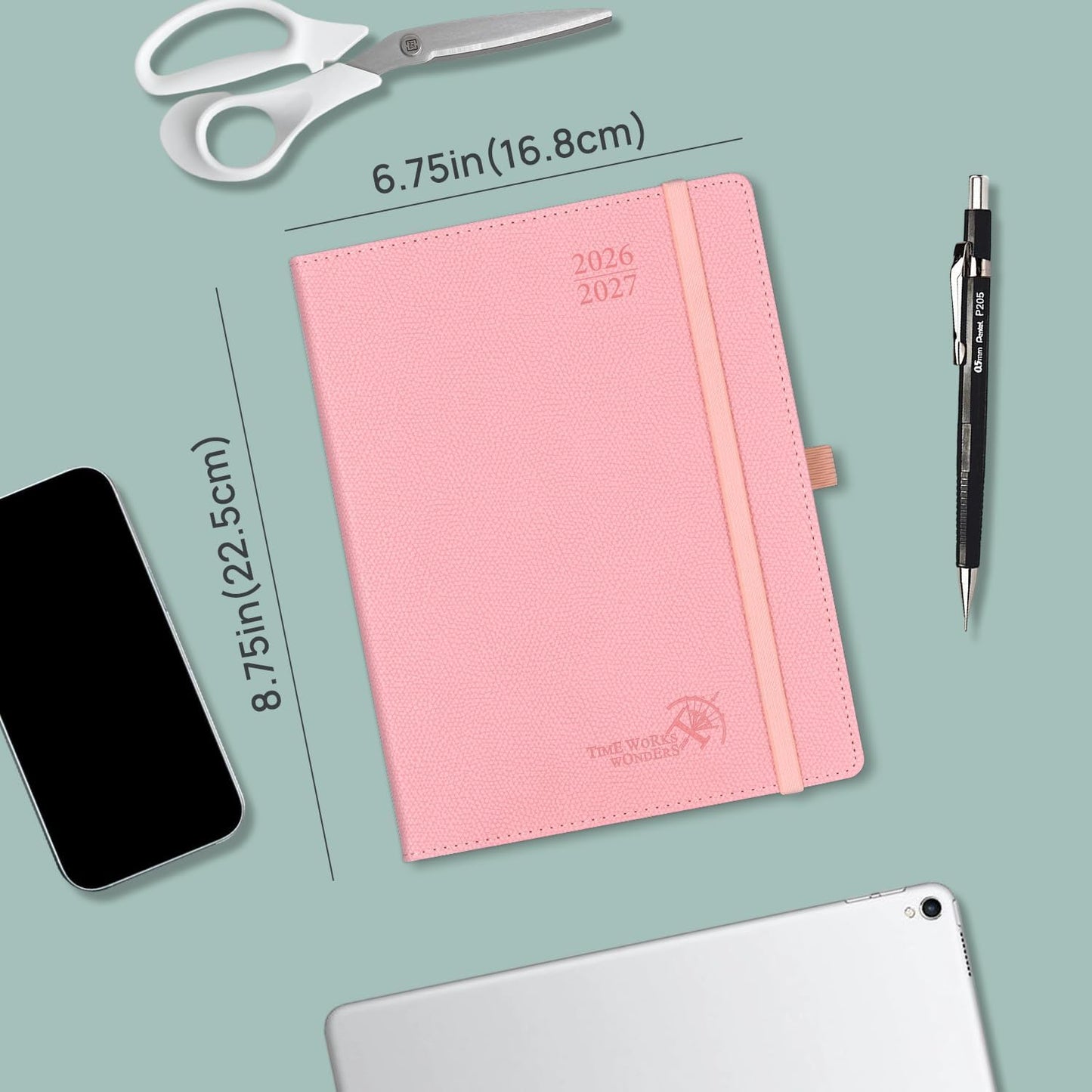 POPRUN Planner 2026-2027 (Medium 6.75"x 8.75"), Horizontal Weekly Notebook Jul.2026 - Jun.2027, Academic Appointment Book with Monthly Tabs, Leather Hardcover, 100 GSM - Aquamarine