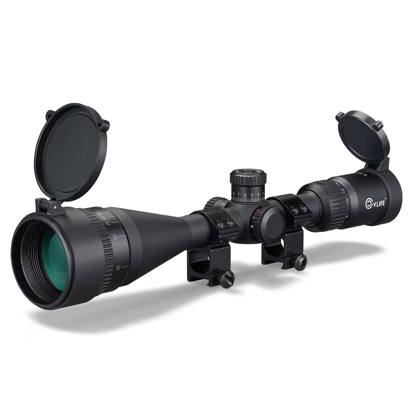 CVLIFE EagleFeather 2.5-10X50 AO Rifle Scope, Medium Range Scope with Red/Green Illuminated Mil-dot Reticle and Front Parallax Adjustment, 1 inch Tube