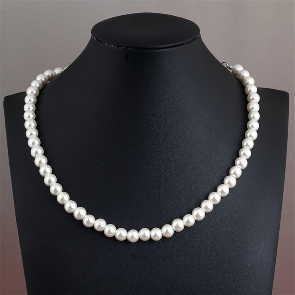 Imitation Pearl Necklace for Women Round Bead Beaded Pearl Choker Necklace Bead Pearls Necklaces Trendy Jewelry Gift 2.5 3 4 5 6 7 8 10 12 MM (8 mm)