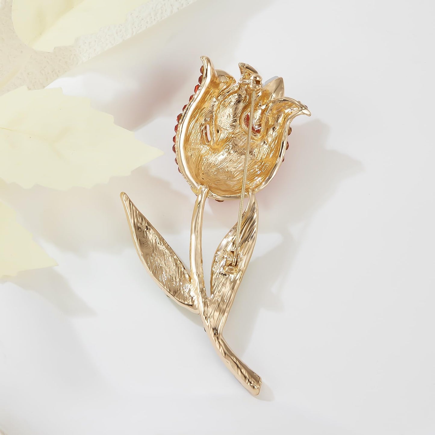 YOQUCOL Womens Rose Flower Brooch Pin Cubic Zirconia Crystal Breastpin Brooches Lapel Pin for Women Golden