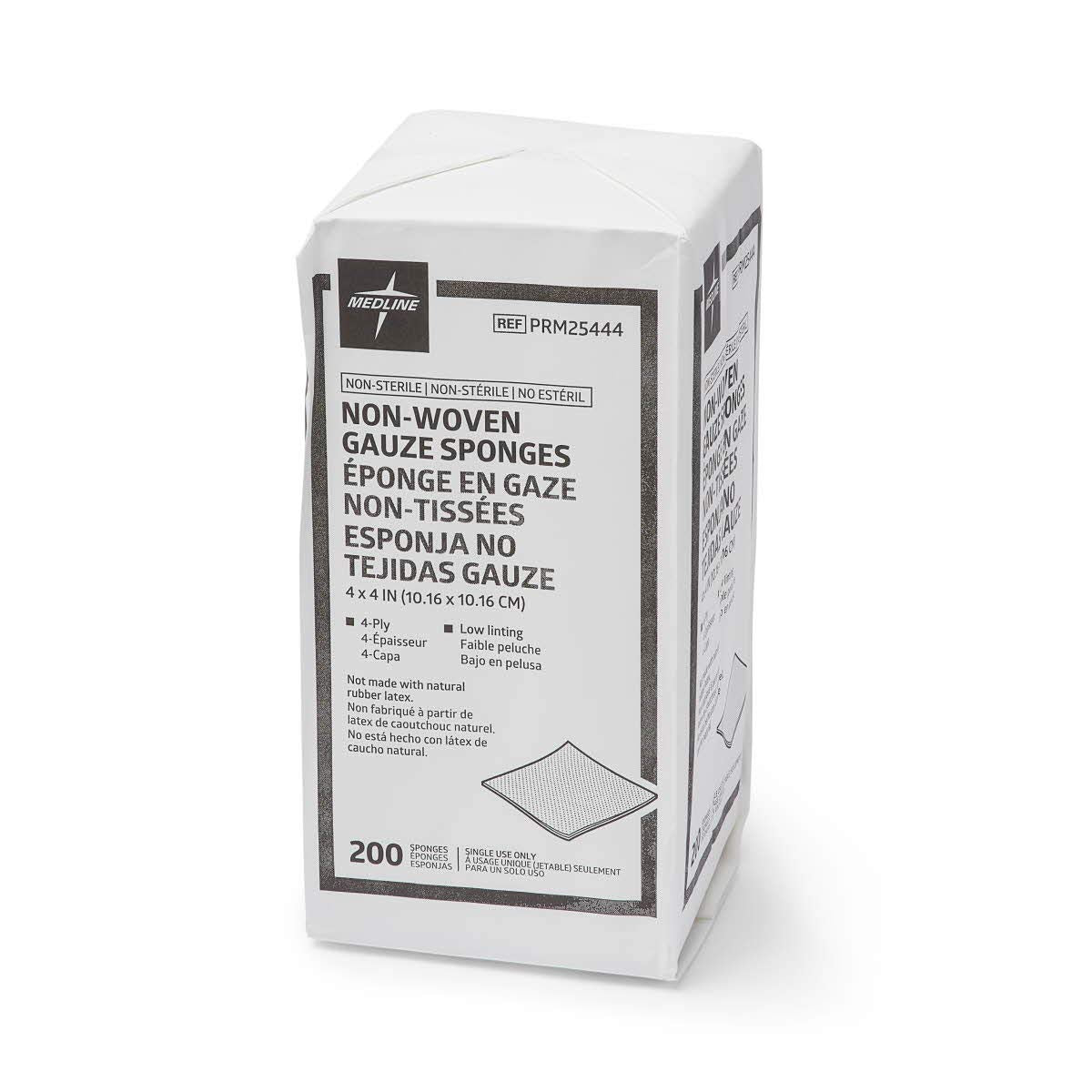 Medline Non-Woven Non-Sterile, Rayon/Poly Gauze Sponge, 4 x 4, 4-Ply (10 Packs of 200)