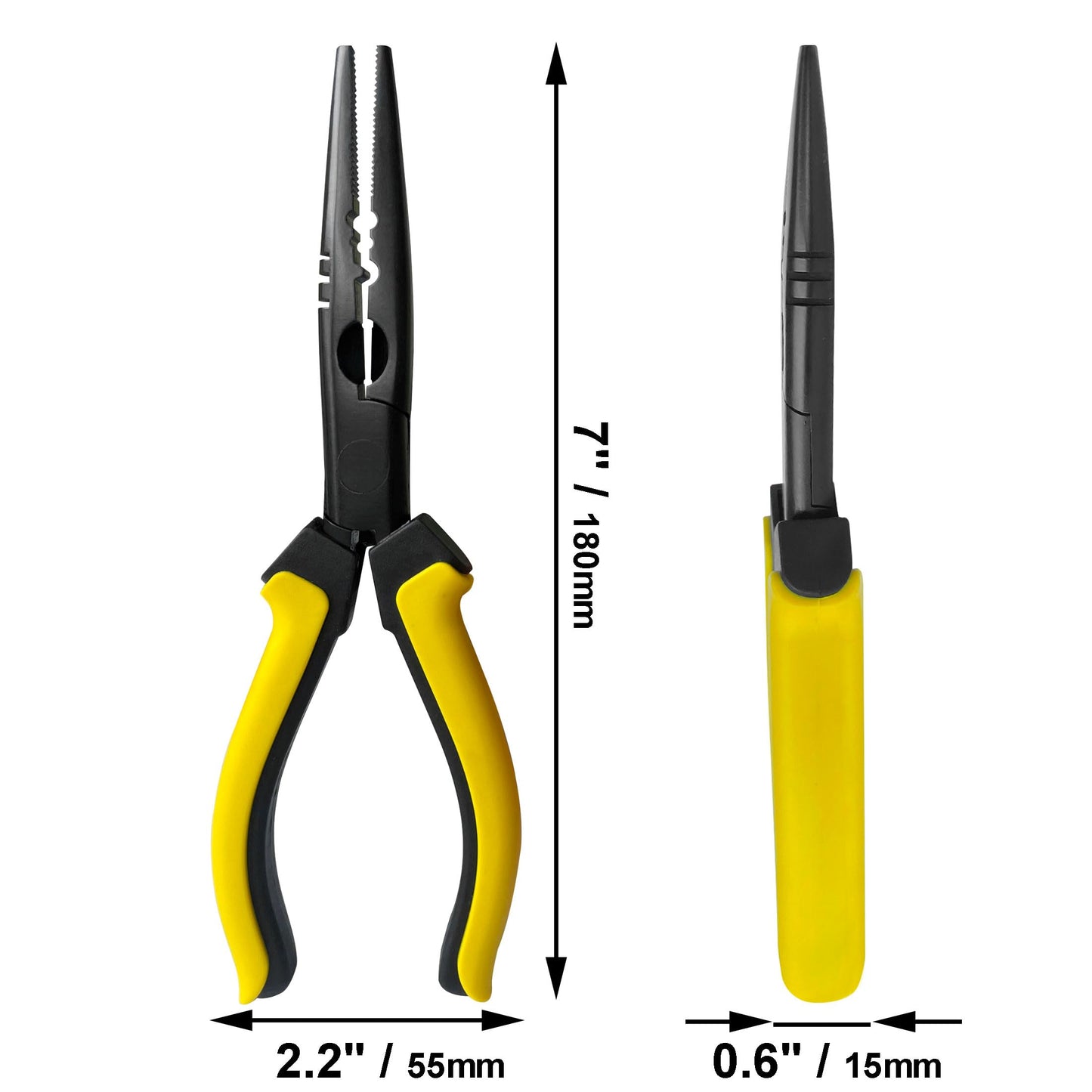 Hanpex-7 inch Fishing Pliers with Anti-rust Teflon coated, Freshwater/Saltwater Fishing Tools, Comfort Grip Handles Fishing Gear Idea for Fishing Trip