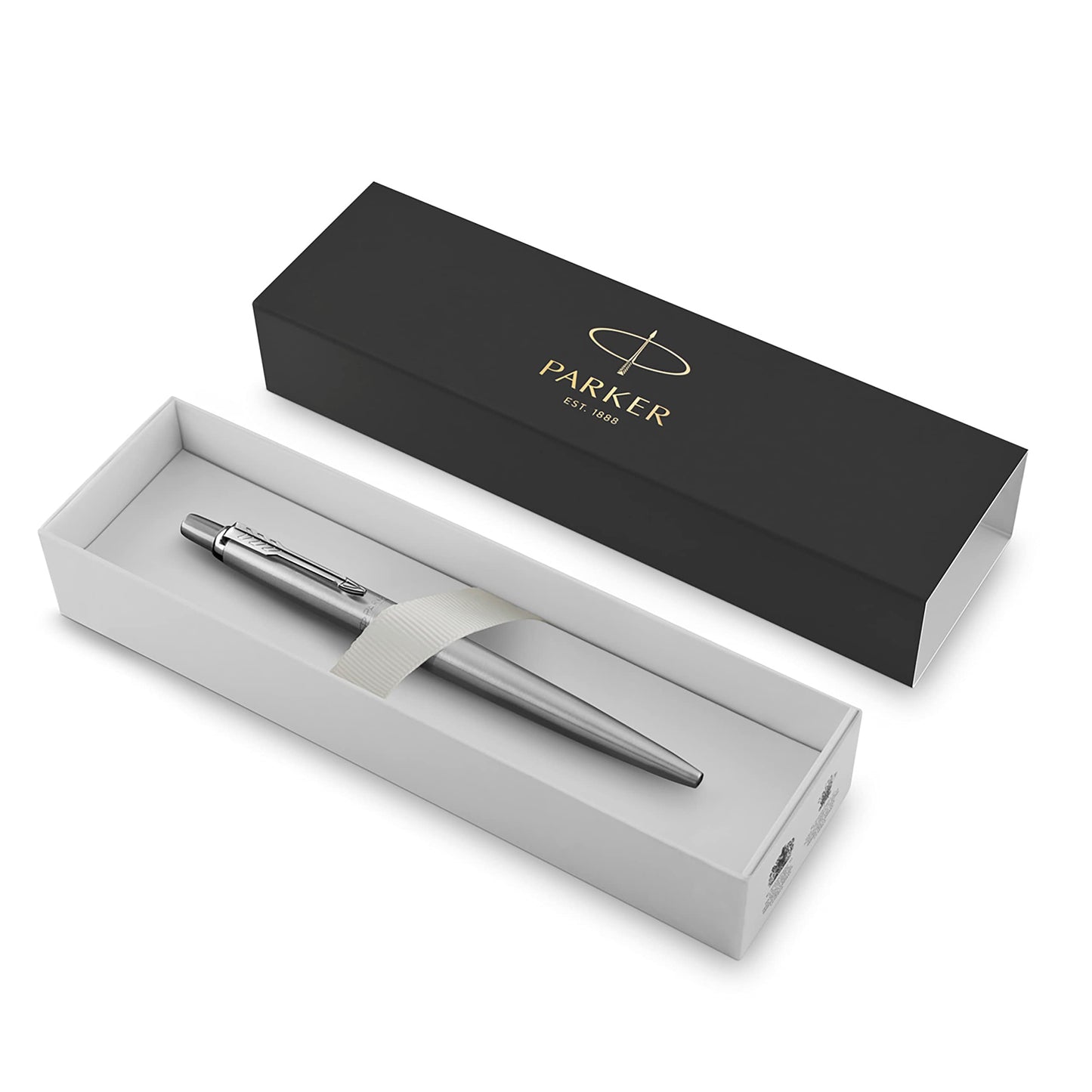 Parker Jotter Ballpoint Pen, Stainless Steel with Chrome Trim, Medium Point, Blue Ink - Smooth Writing, Sleek, Polished, Professional, Desk Essentials