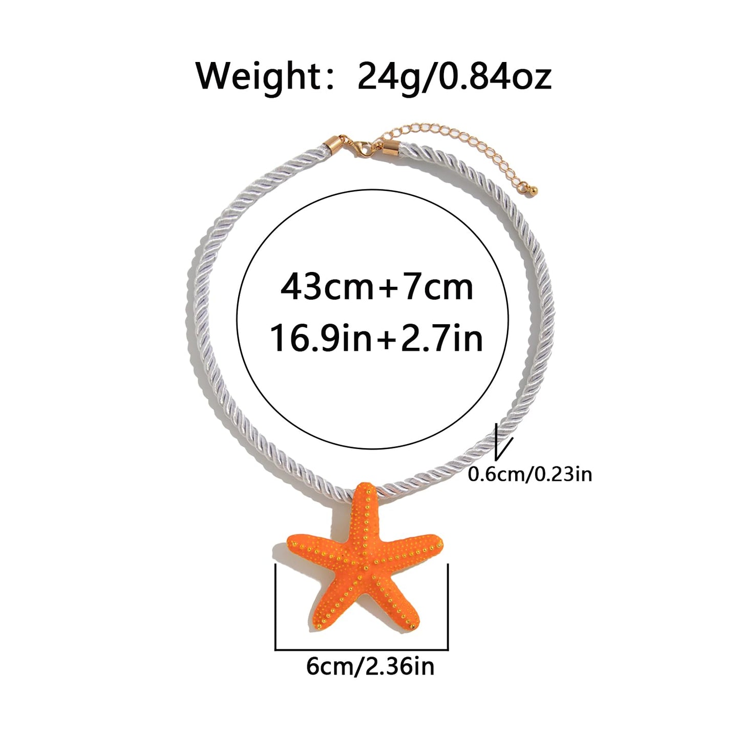 Nojess Starfish Necklace for Women Large Star Pendant Necklaces Beach Necklaces Statement Chunky Necklaces Summer Holiday Beach Party Jewelry (Orange Starfish Necklace)