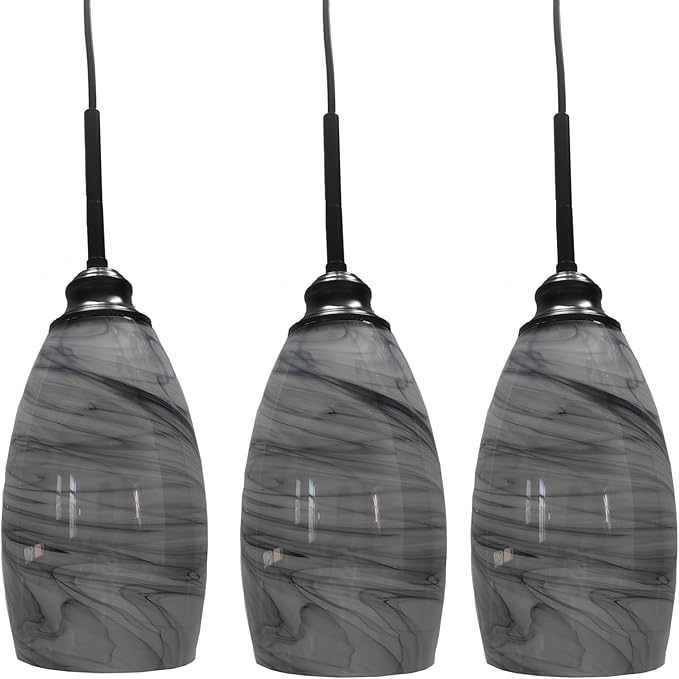 Industrial Pendant Light with Glass Shade Matte Black Pendant Lighting Adjustable Industrial Retro Style Hanging Light,Kitchen Island Farmhouse Pendant Lights Fixtures for Kitchen,Farmhouse