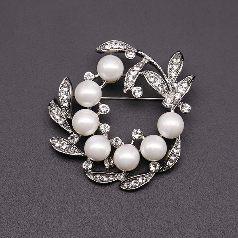 JKQBUX Chic Pearl Crystal Brooch Pins for Women Girls Fashion Shawl Pin Corsage Brooch Party Ceremony Accessories Dance Banquet Pins