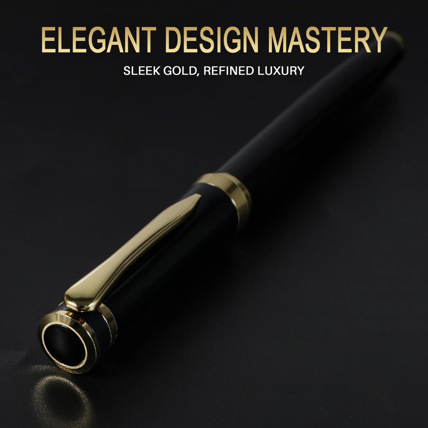 FINTANIX Fountain Pen with Fine Nib | Luxury Black Finish, Smooth Ink Flow, Complete Set with Ink Cartridges, Converter & Sleeve | Ideal for Professionals, Office, Journaling, and Gifts