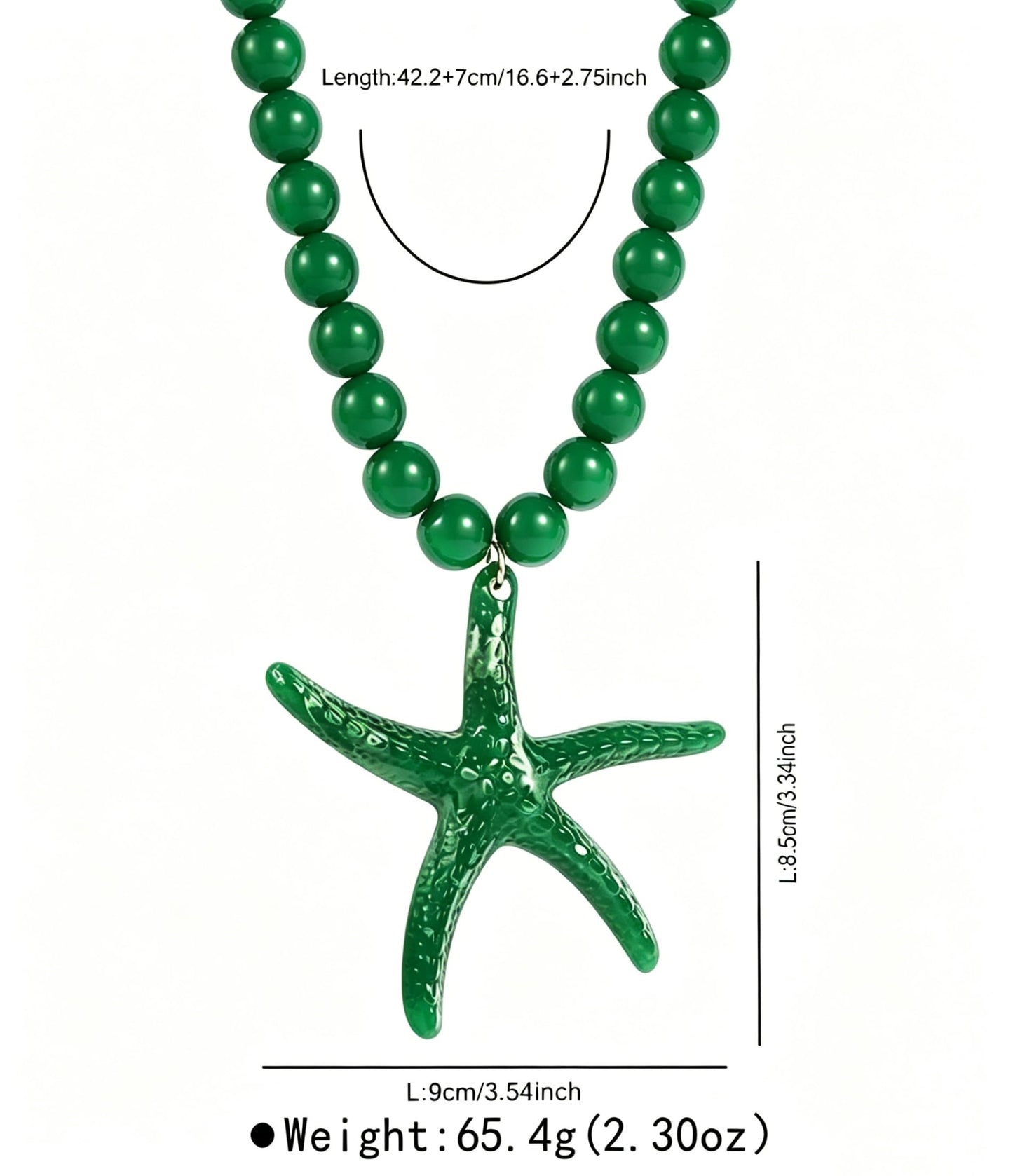 CXENSJH Chunky Beaded Starfish Necklace for Women Boho Colorful Summer Acrylic Choker Beach Chain Necklace Beads Trendy Chunky Jewelry(Green)