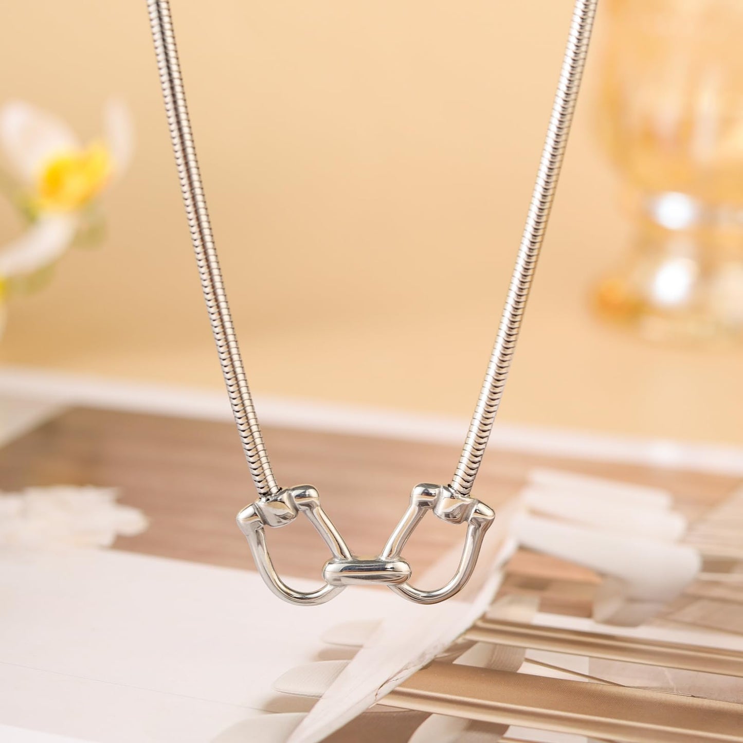 SIYOMONT Chunky Horse Necklace 14K Gold Plated Snaffle Bit Snaffle Bit Pendant Necklace Jewelry Gift for Women Jewelry