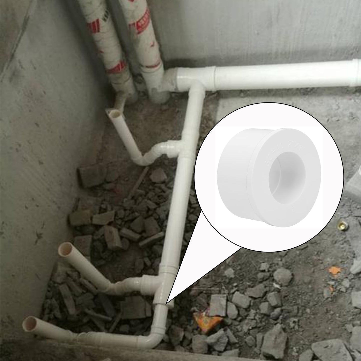 6Pack 2"x 1" PVC DWV Reducing Bush Adapter Pipe Fitting SCH40 PVC Reducer Bushing (Socket x Socket) PVC Pipe Reducing Bushing Fitting for Home Sewer Plumbing