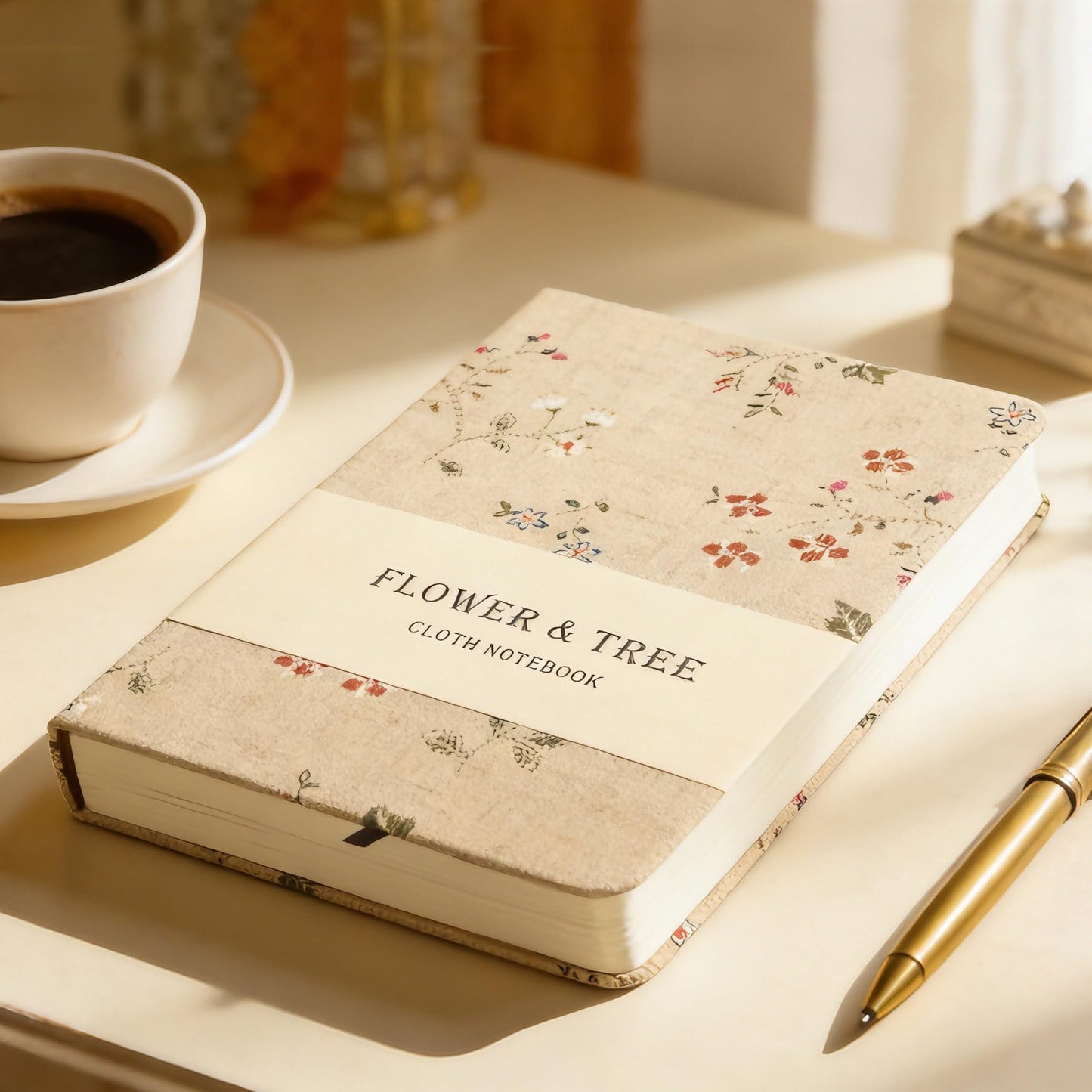 ipoul Floral Linen Journal, Similar Embroidered, Small Notebooks 5x7, Lay Flat Sketchbook, B6 Notebook, Hardcover, Lined & Unlined Notebook, Apricot