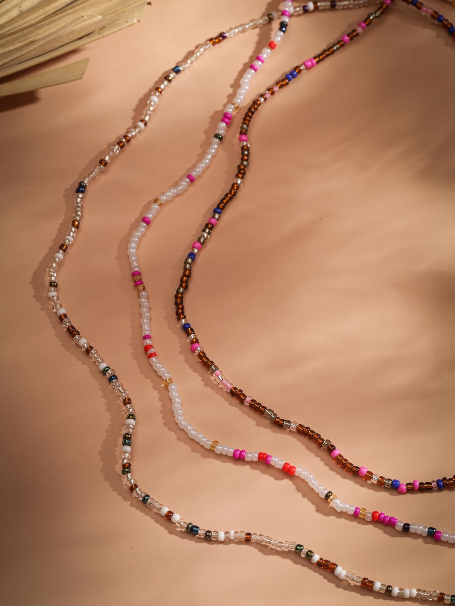 MINACHI Set of 3 Colorful Boho Beaded Belly Chains, Summer Handmade Waist Beads For Women