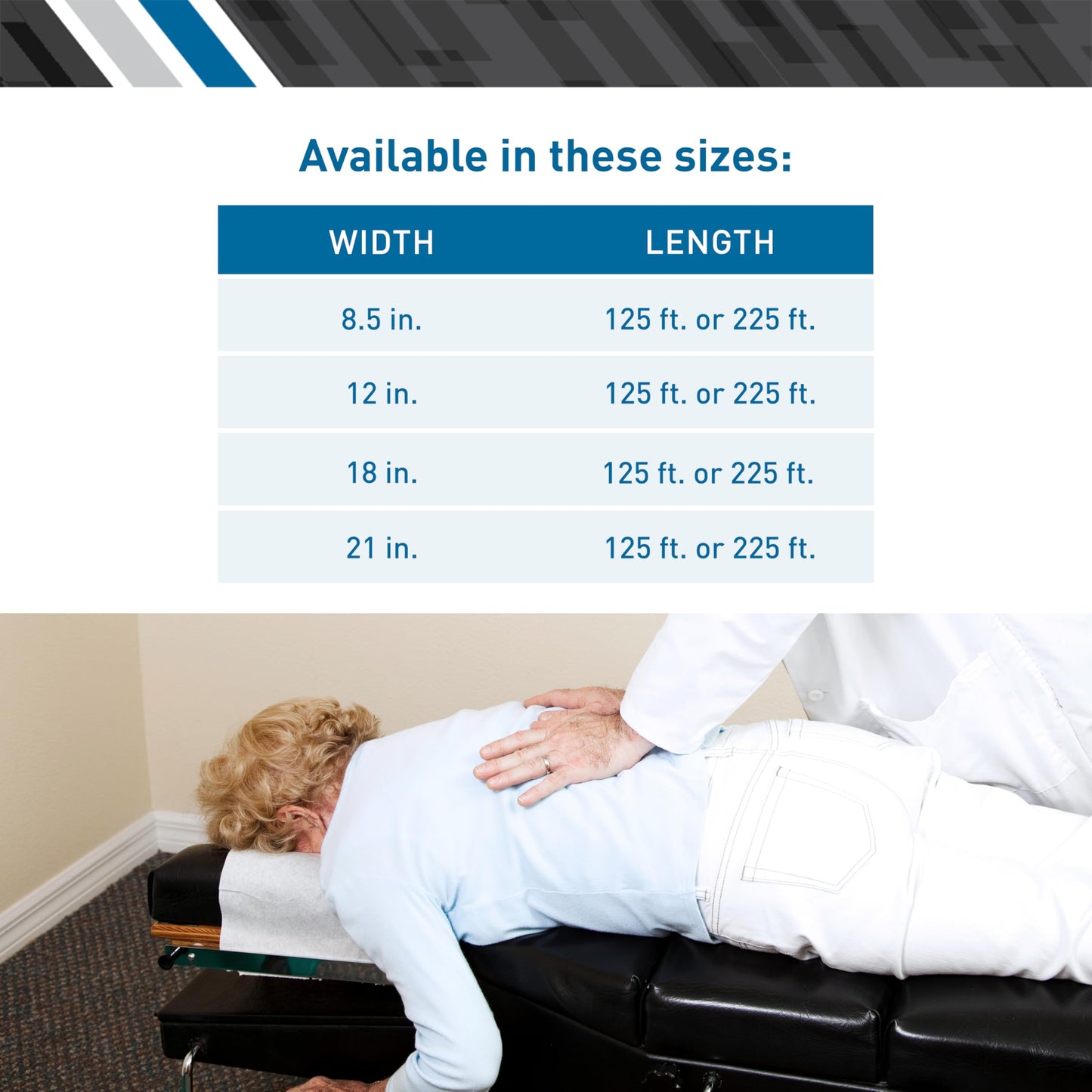 BodyMed Standard Headrest Paper Rolls for Chiropractic Exam Table, Smooth White, 8.5-Inch x 225-Feet, 50 Count – Disposable Exam Table Cover for Medical Office, Chiropractor, Spa Use