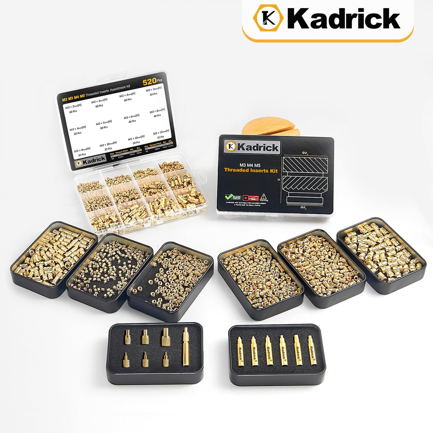 Professional Heat Set Insert Tool Kit: 80W Soldering Iron Heat Insert Tool with 520pcs Brass Inserts & Heat Set Insert Tips (M2-M8) for 3D Printing