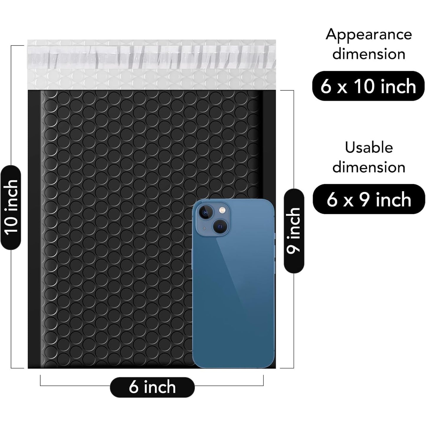 Fuxury Bubble Mailers 6x10“ 600 Pack Black Padded Envelopes Usable Size 6x9" Thick Mailing Envelopes Bubble Padded, Shipping Bags for Mailing,Packaging, Small Business, Boutique, Bulk #0