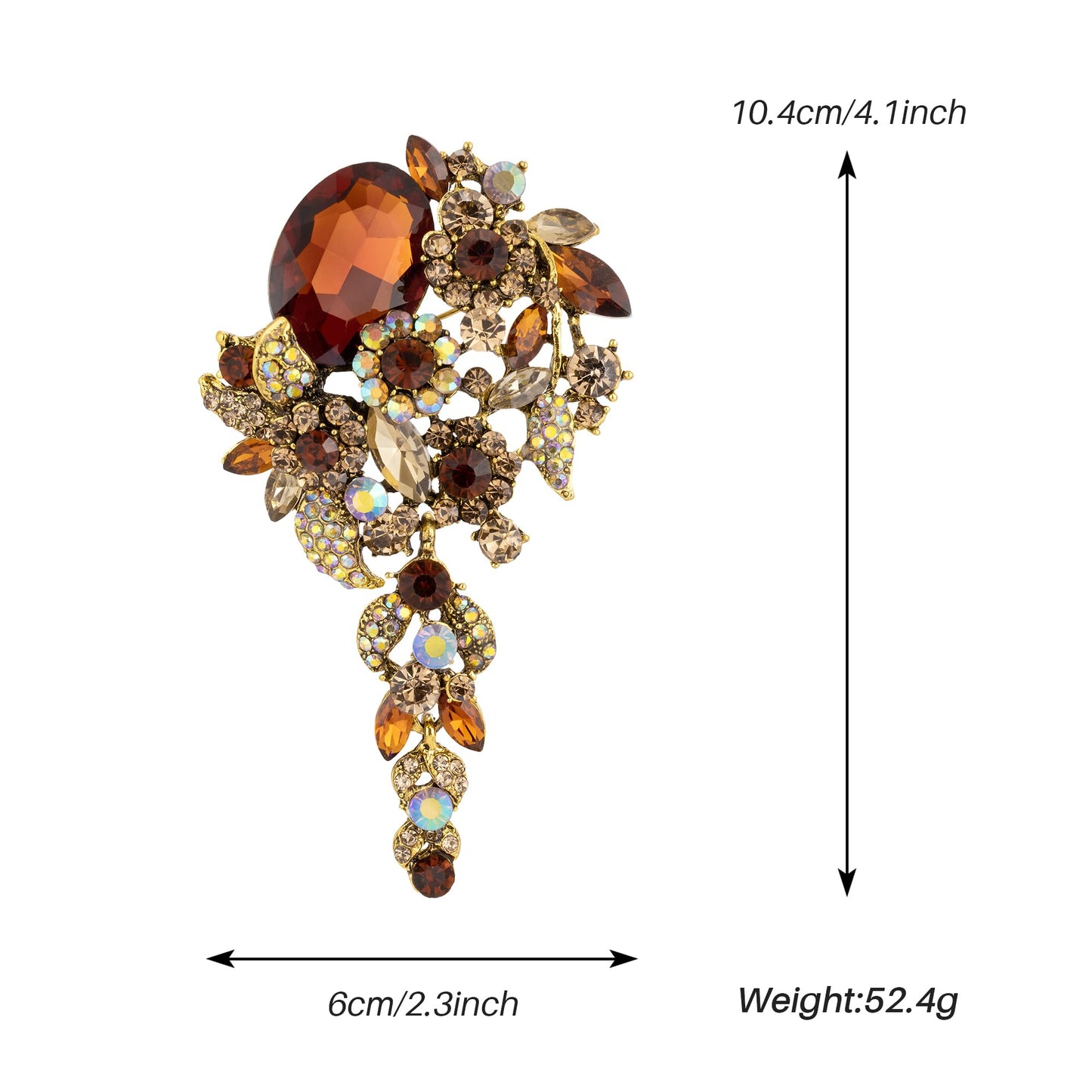 SELOVO Long Brown Flower Brooch Pin for Women Wedding Party Brooch Pendant